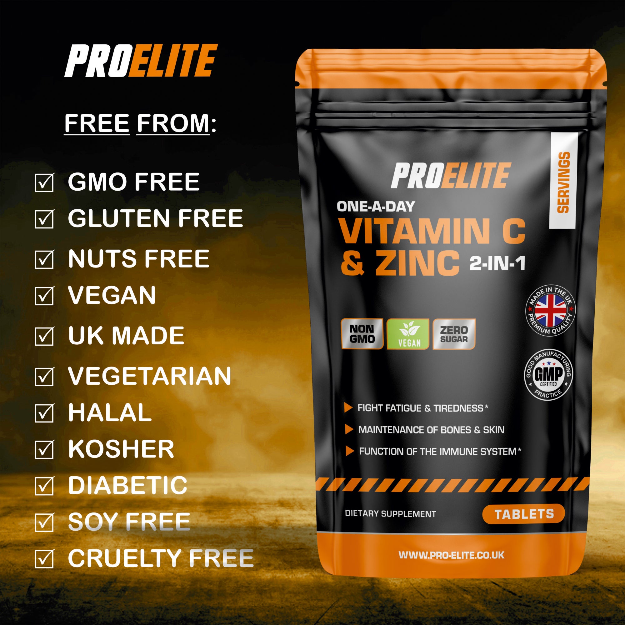 Vitamin C + Zinc Vegan Tablets | Pro-Elite