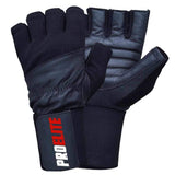 Leather Gloves With Wrist Support - Black | Pro-Elite