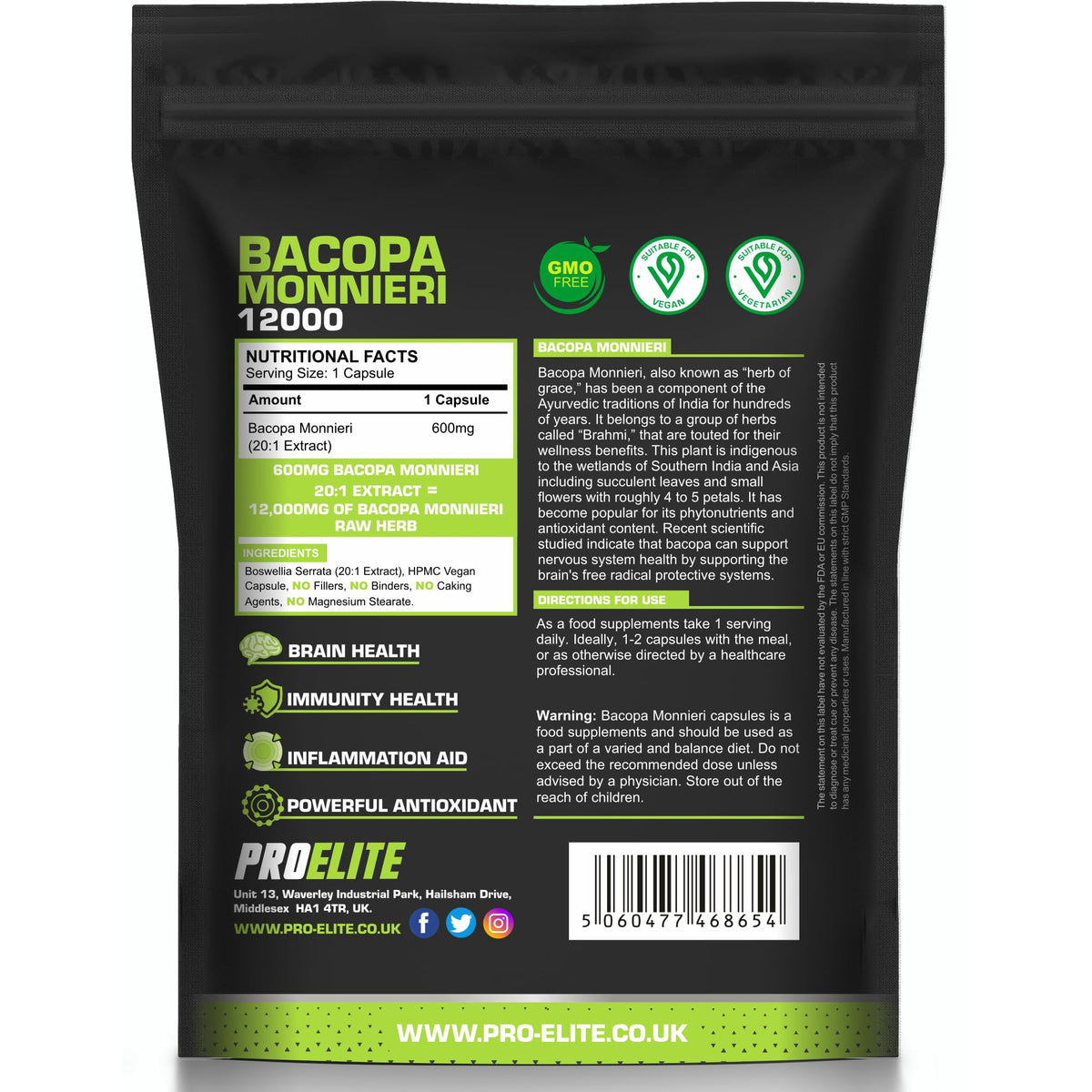 Bacopa Monnieri Capsules | Pro-Elite