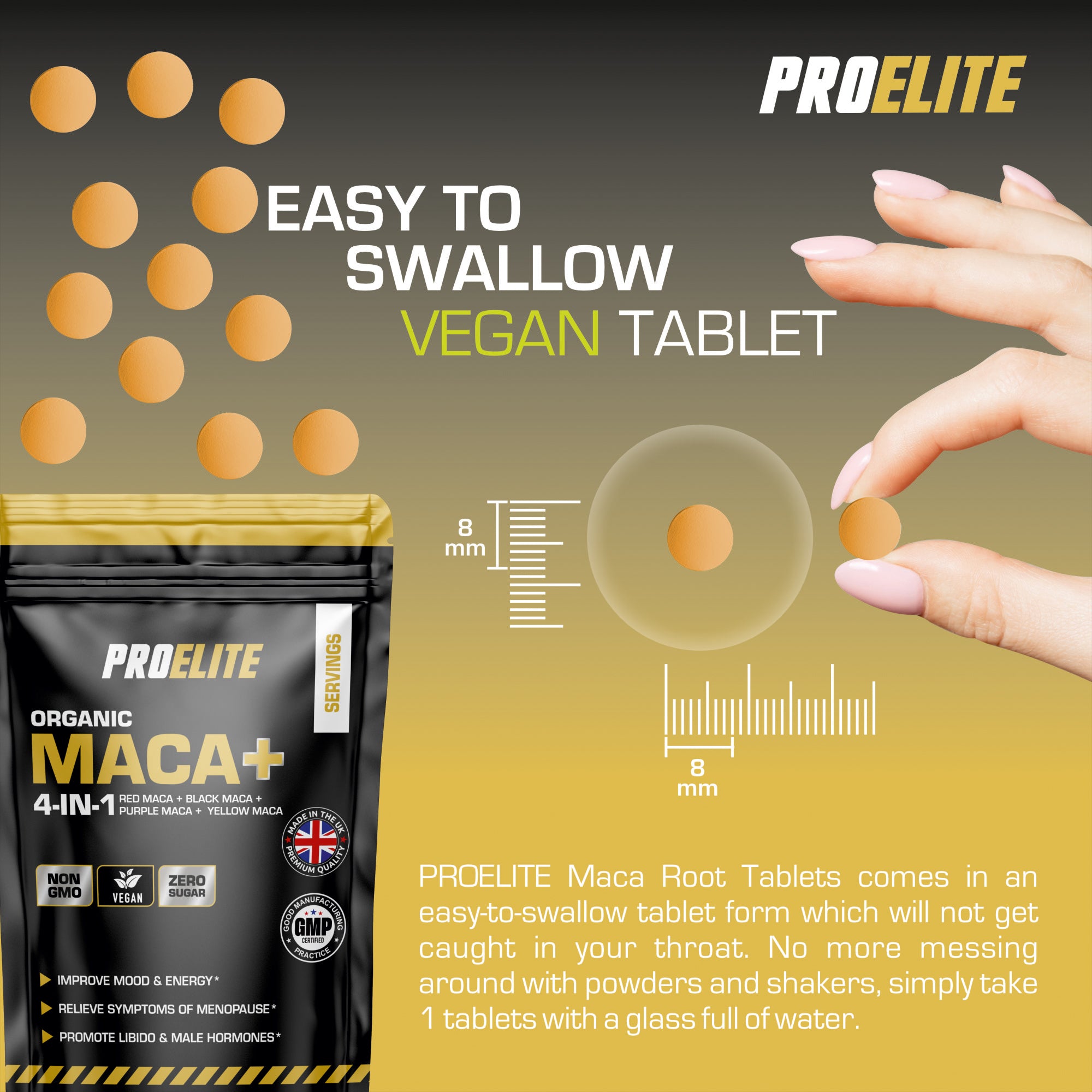 PROELITE Maca Root 5:1 Extract Vegan Tablets