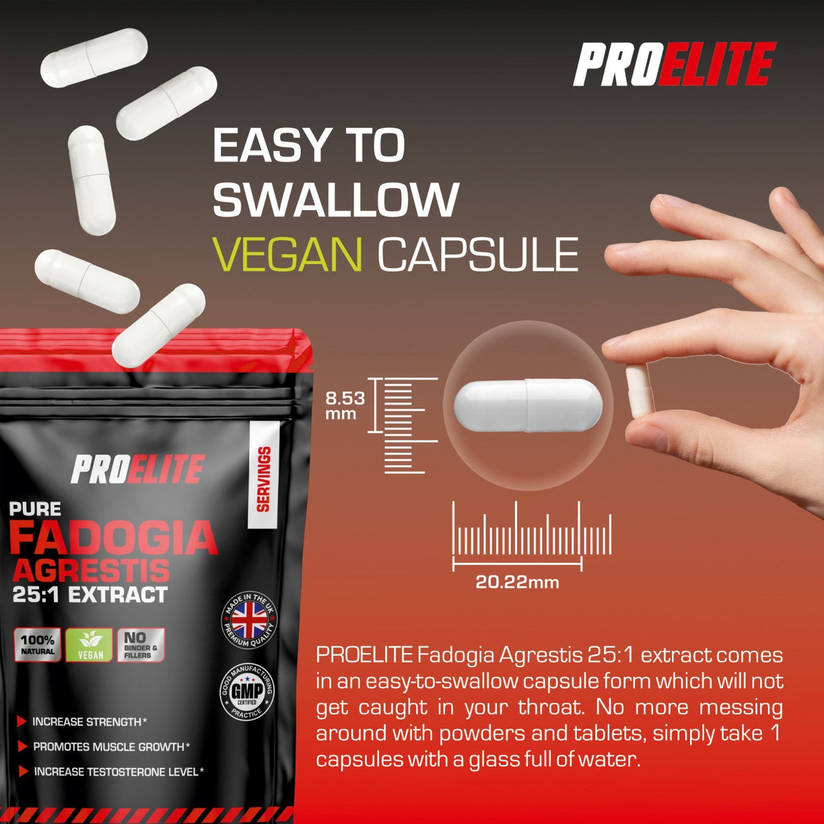 Fadogia Agrestis 25:1 Extract Vegan Capsules | Pro-Elite