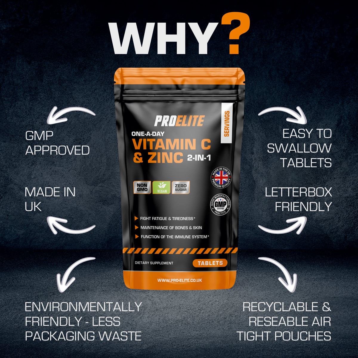 Vitamin C + Zinc Vegan Tablets | Pro-Elite