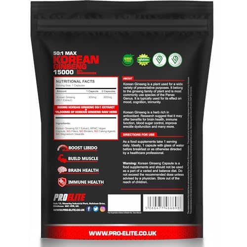 Korean Ginseng 300mg Vegan Capsules | Pro-Elite