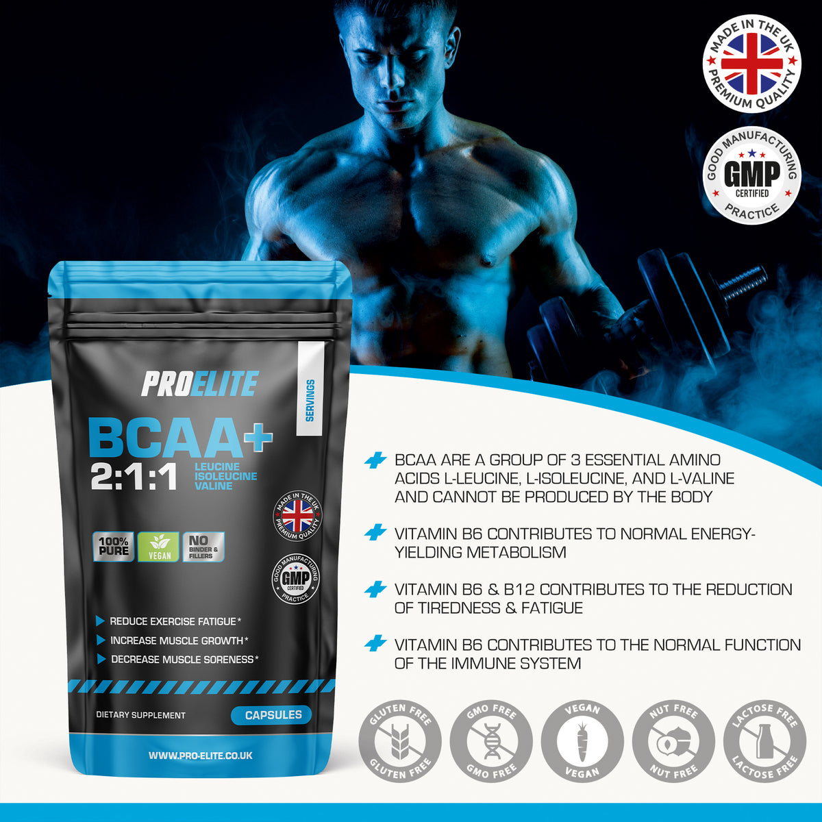 BCAA 2:1:1 Vegan Capsules | Pro-Elite