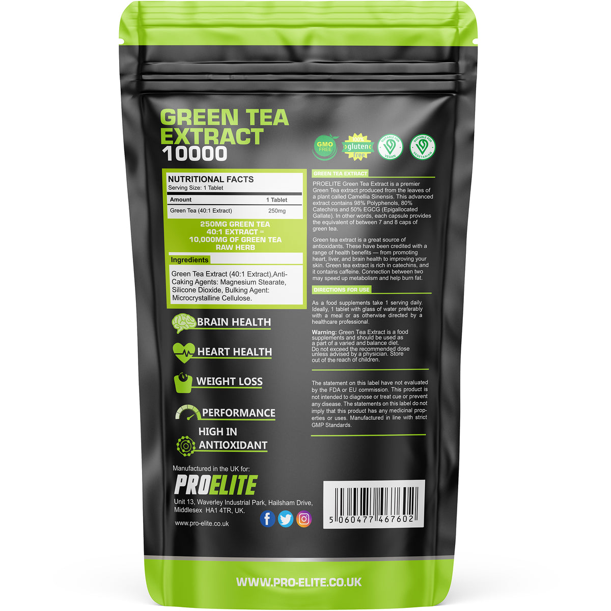 Green Tea Extract Tablets | Pro-Elite