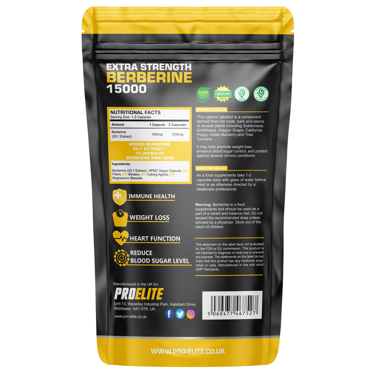 Berberine Vegan Capsules | Pro-Elite
