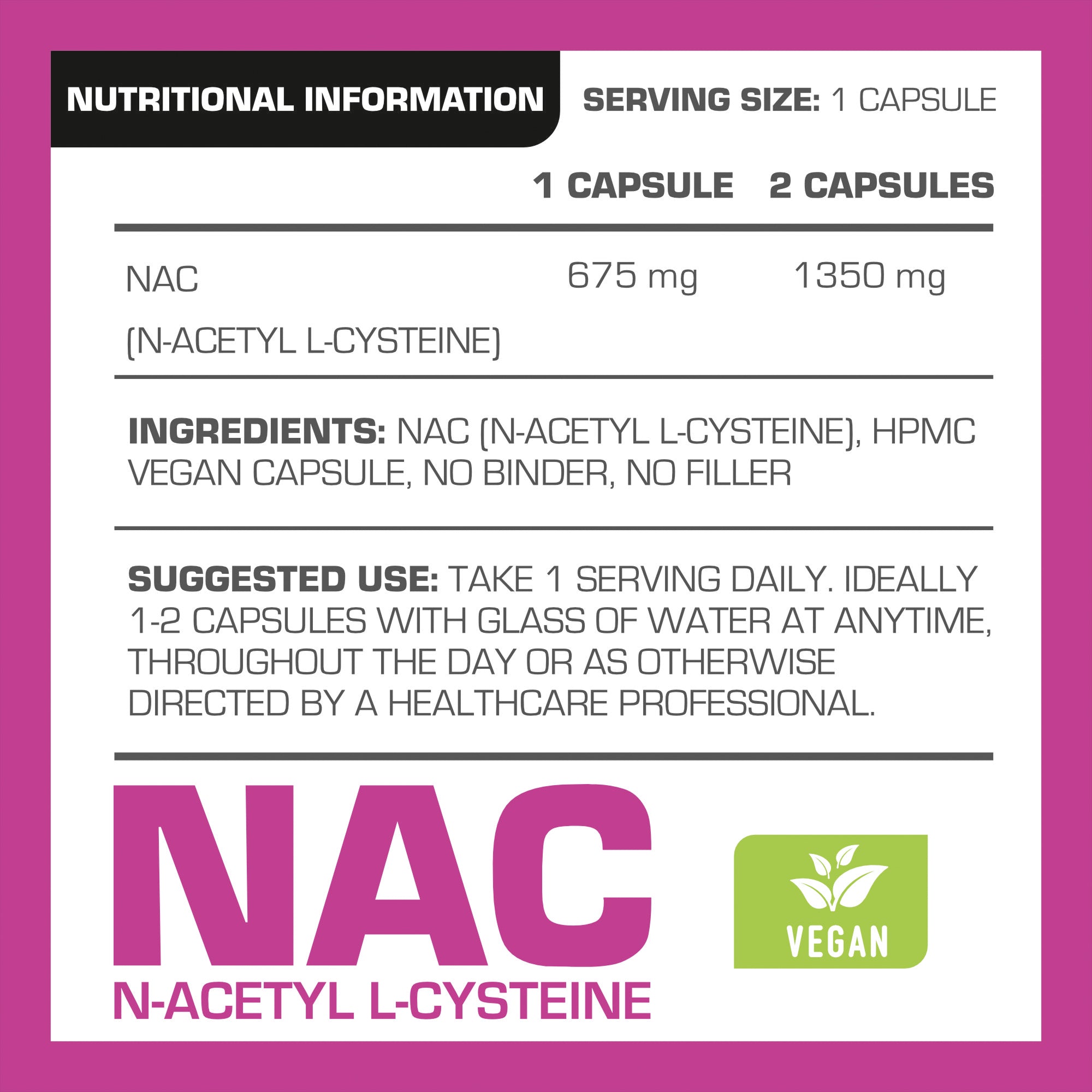 NAC N-ACETYL L-CYSTEINE Vegan Capsules | Pro-Elite