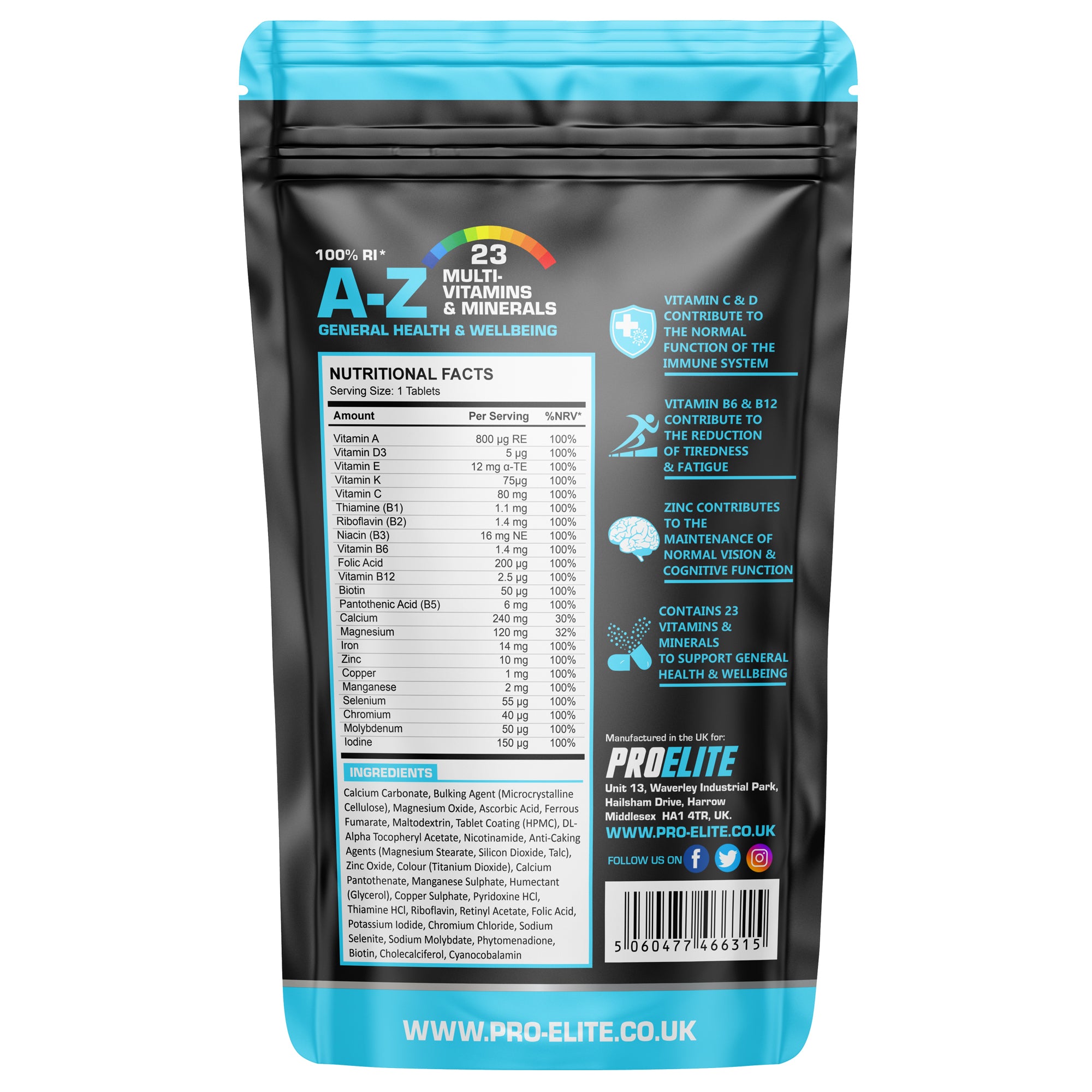 A-Z Multi Vitamins & Minerals Vegan Tablets | Pro-Elite