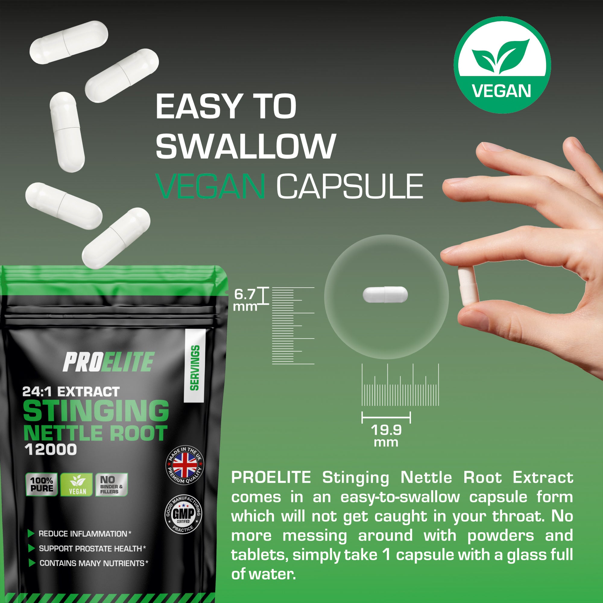 PROELITE Stinging Nettle Root Vegan Capsules