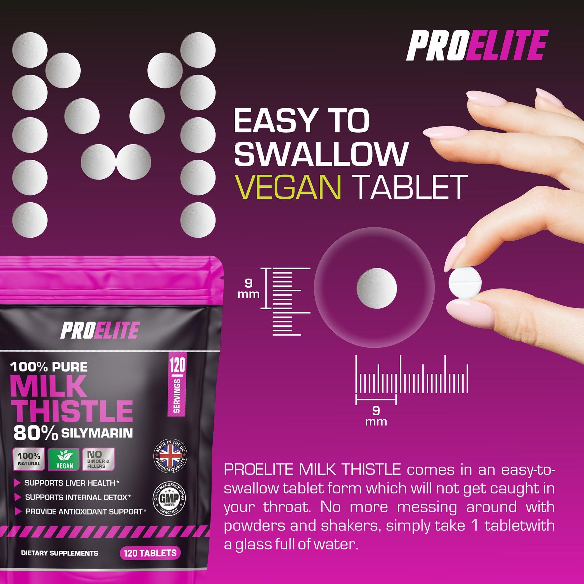 Milk Thistle 40:1 Extract Vegan Tablets | Pro-Elite