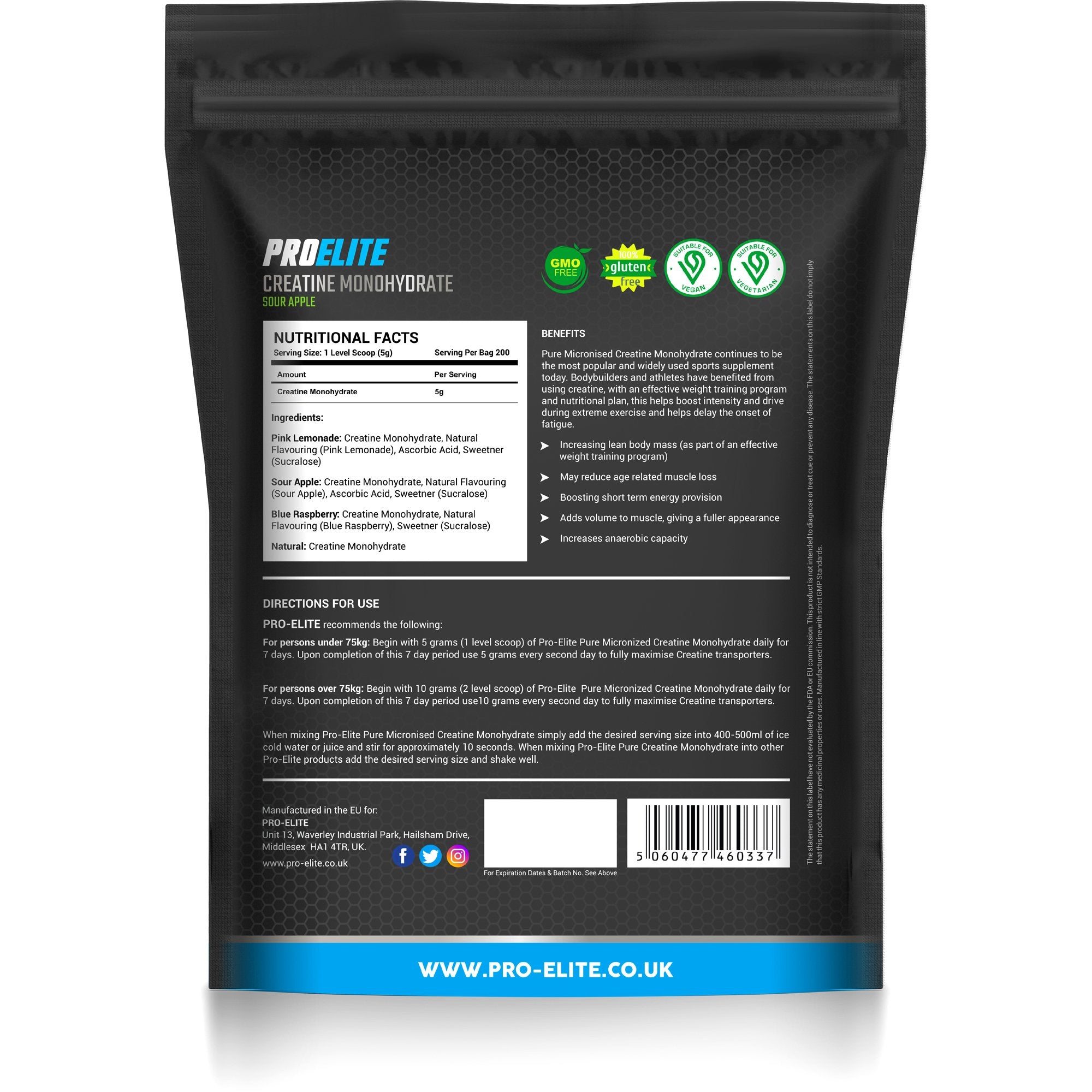 Pure Creatine Monohydrate Powder 1kg | Pro-Elite