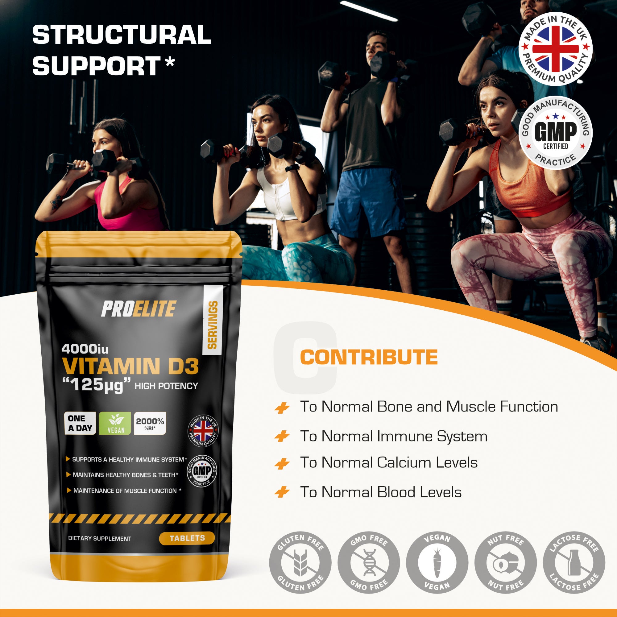 PROELITE Vitamin D3 4000iu Vegan Tablets