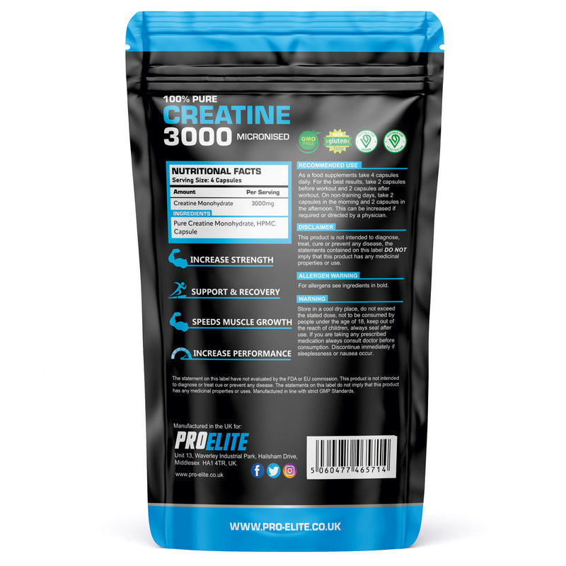 PROELITE Creatine Monohydrate 750mg Vegan Capsules