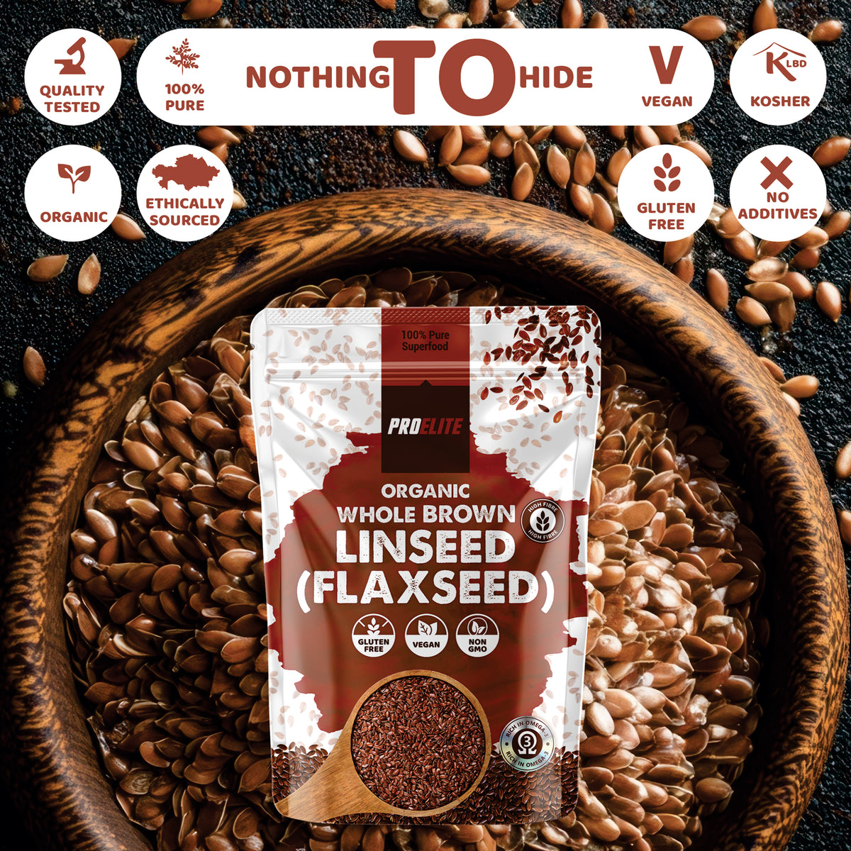 Organic Whole Brown Linseed (Flaxseed) | Pro-Elite