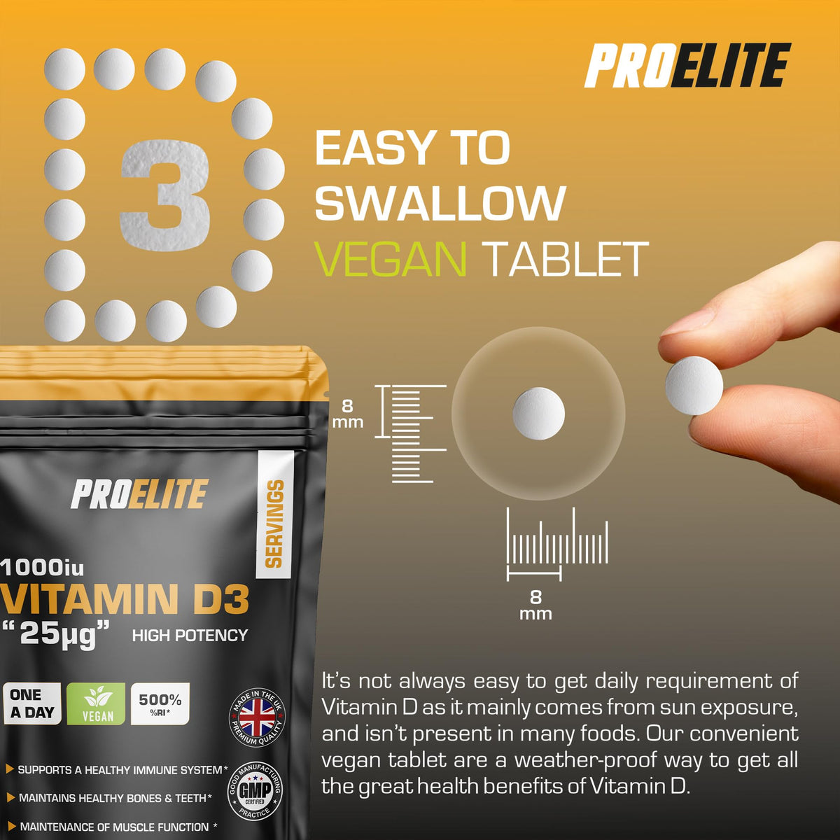 Vitamin D3 1000iu Tablets | Pro-Elite