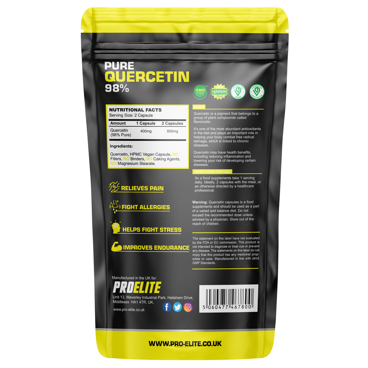Quercetin Vegan Capsules | Pro-Elite