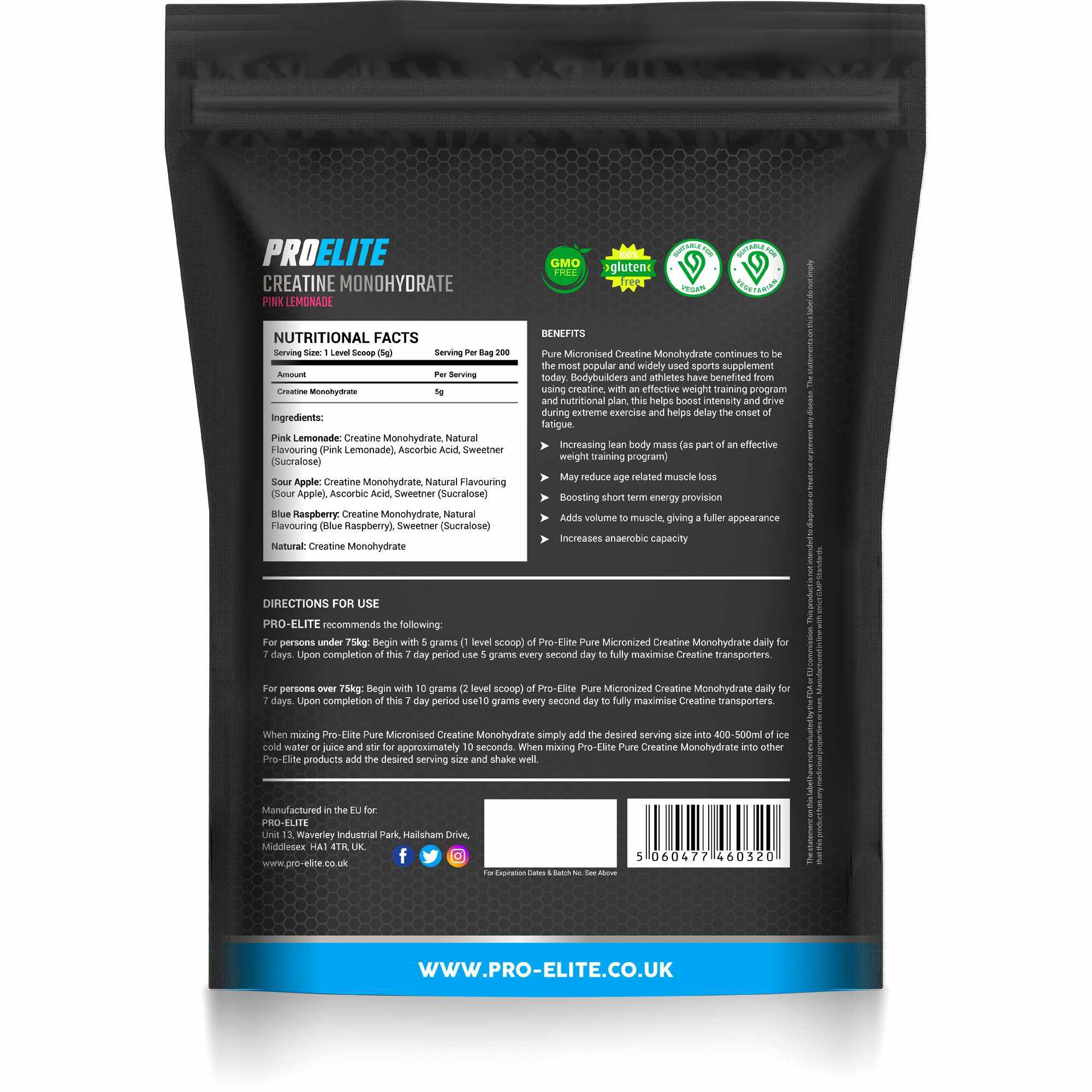 Pure Creatine Monohydrate Powder 1kg | Pro-Elite