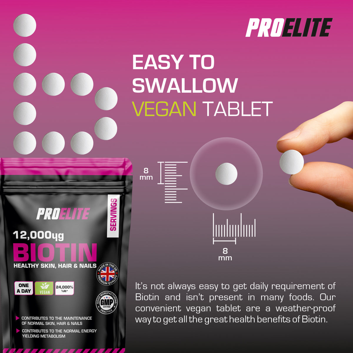 Biotin 12,000ug Tablets | Pro-Elite