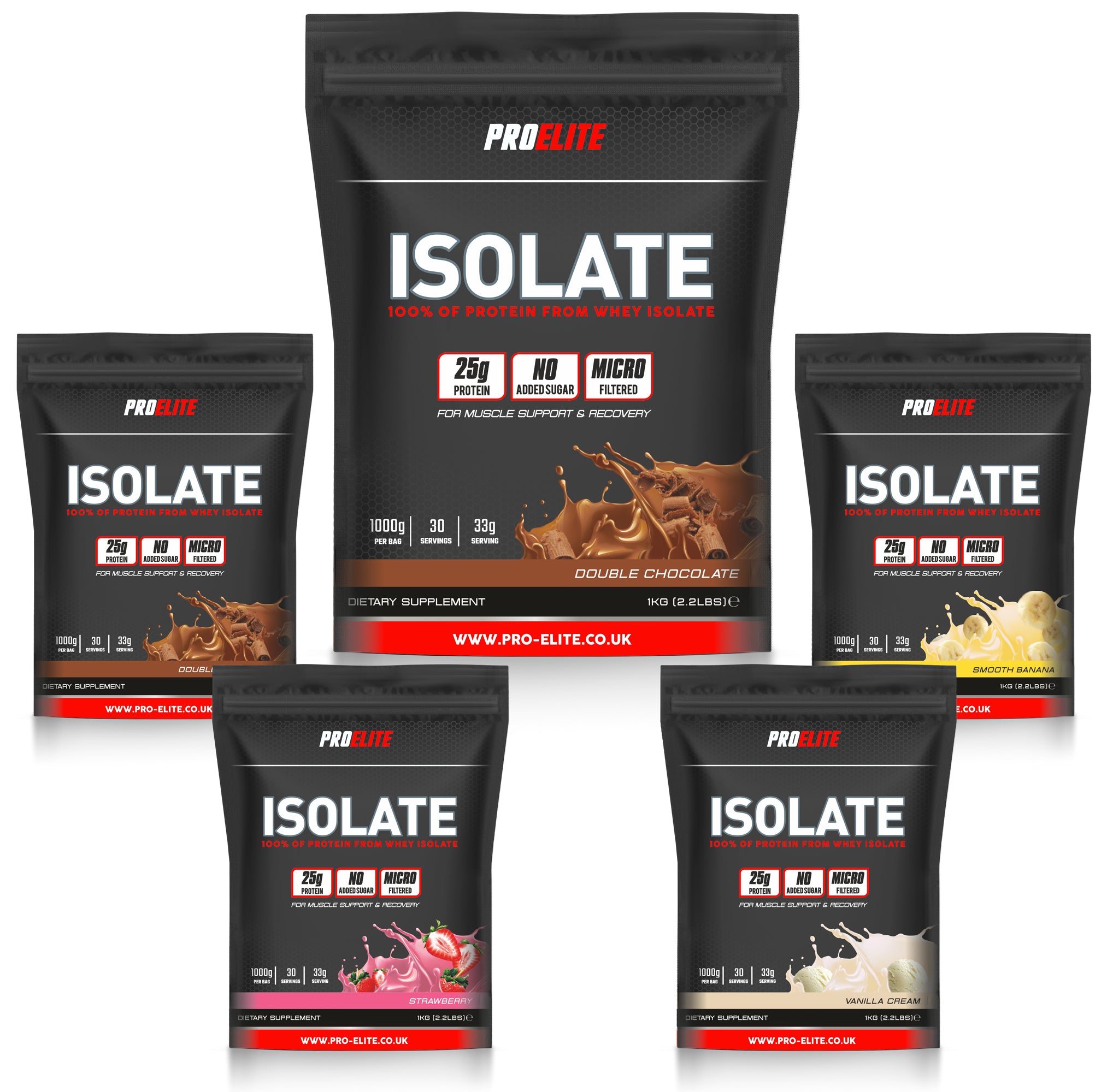 Whey Isolate Protein Powder 1kg, 2.5kg & 5kg | Pro-Elite