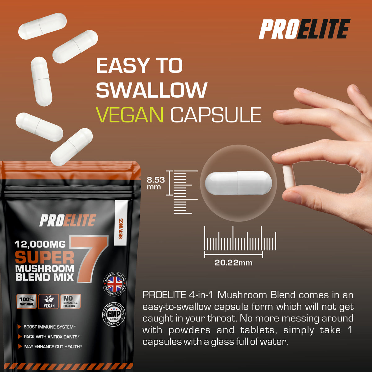 7in1 Mushroom Blend Vegan Capsules | Pro-Elite