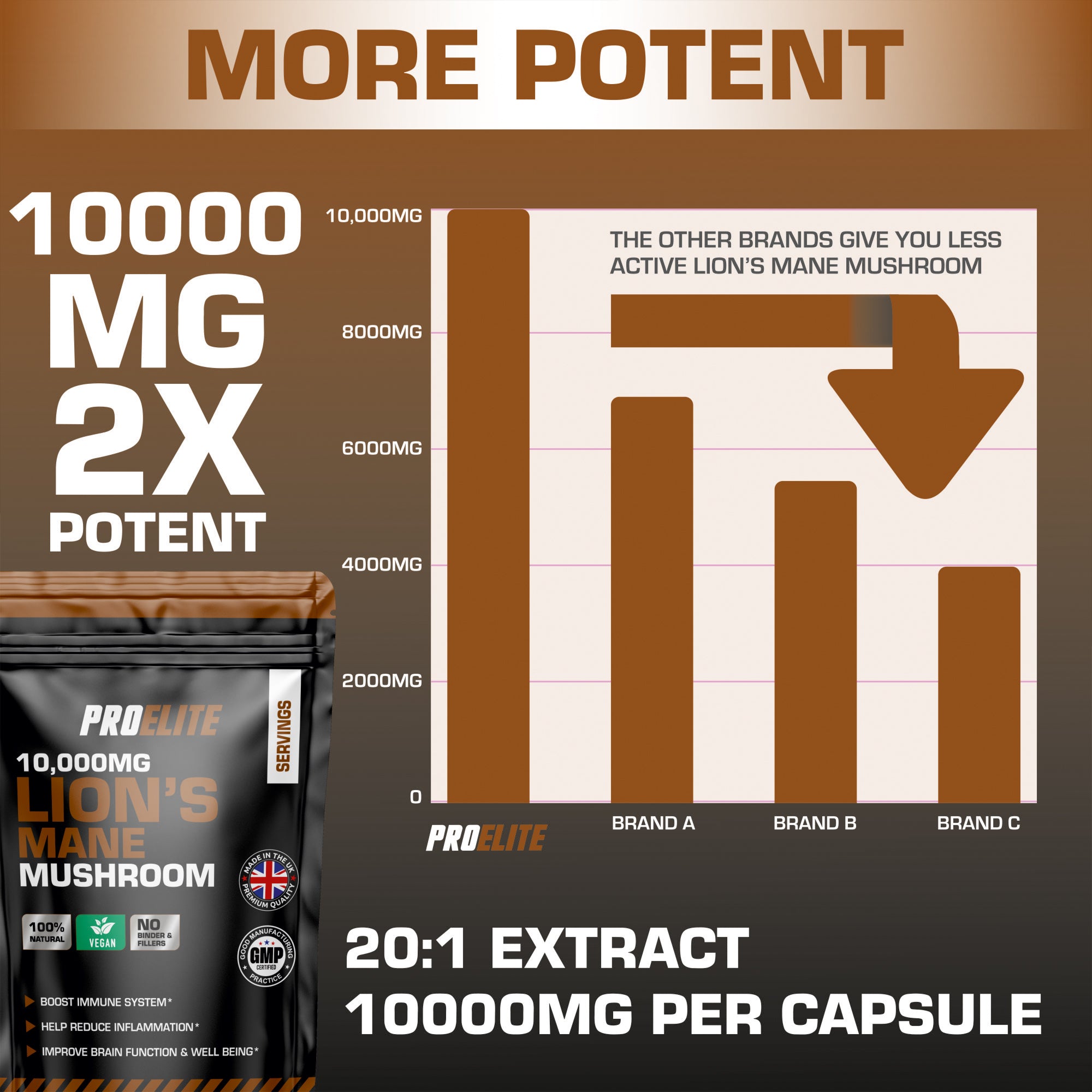 Lions Mane Mushroom Vegan Capsules | Pro-Elite