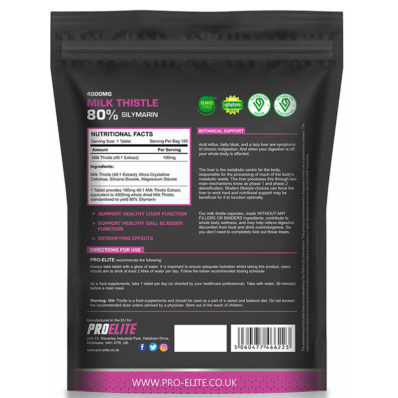 Pro-Elite Milk Thistle 40:1 Extract Vegan Tablets