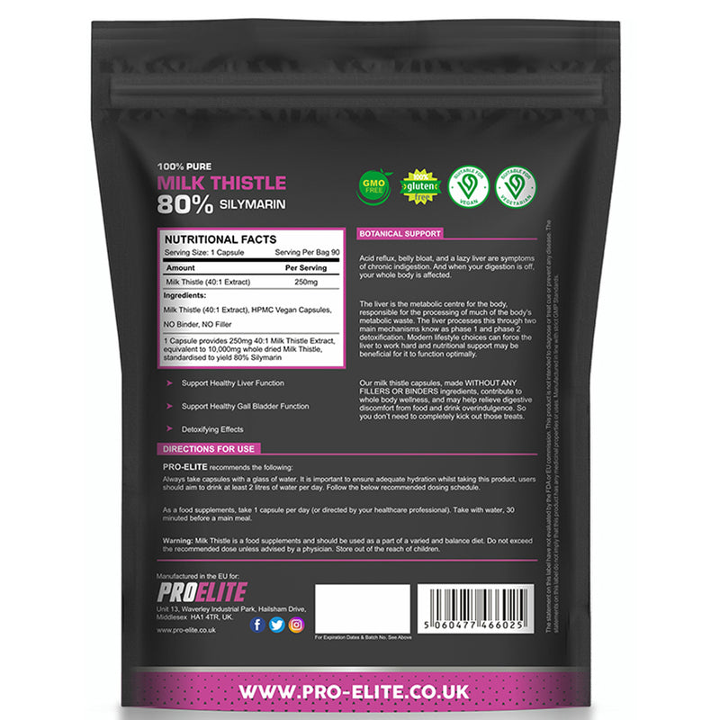 Pro-Elite Milk Thistle 40:1 Extract Vegan Capsules