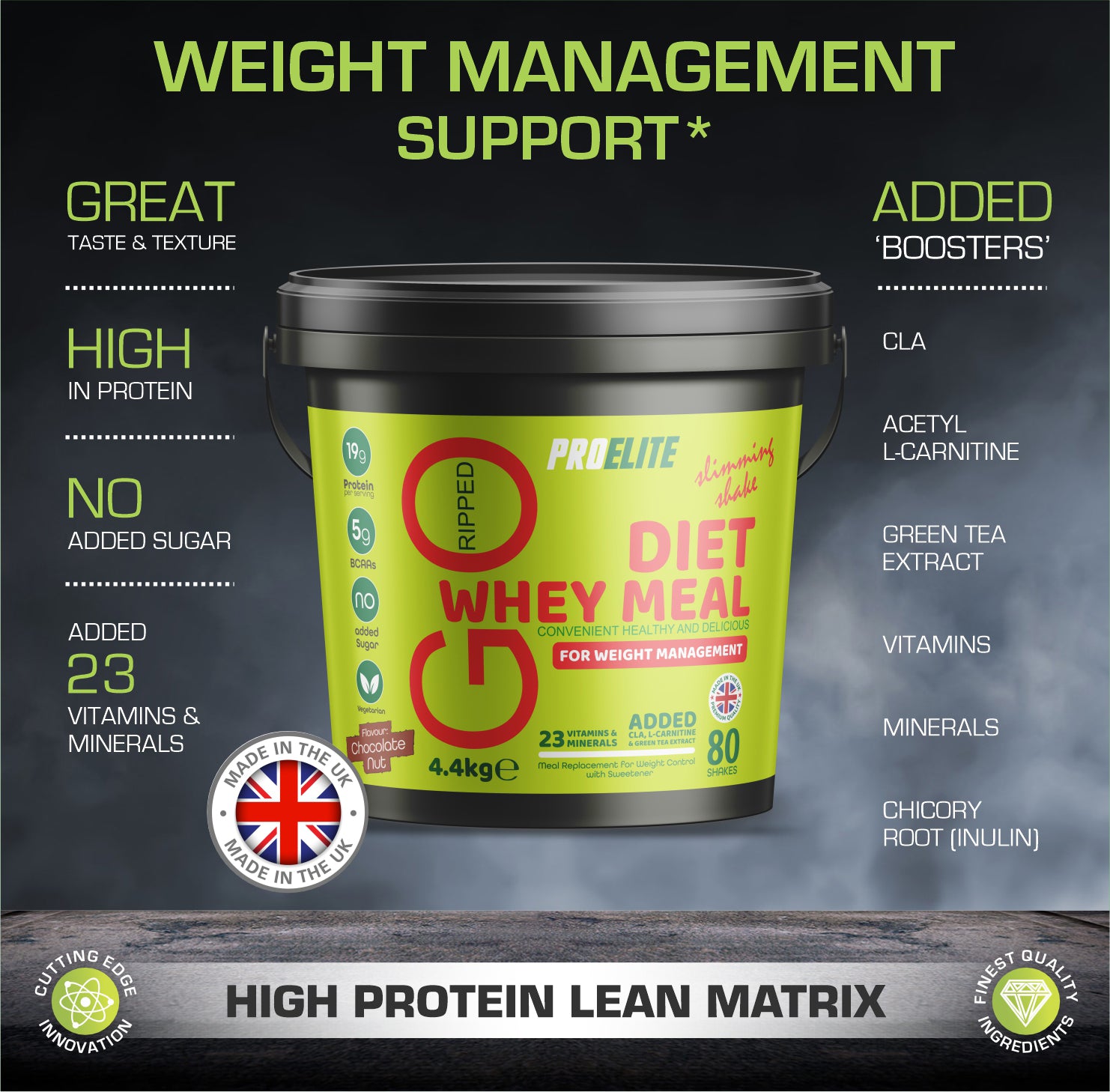 PROELITE Diet Whey Meal 4.4kg Bucket