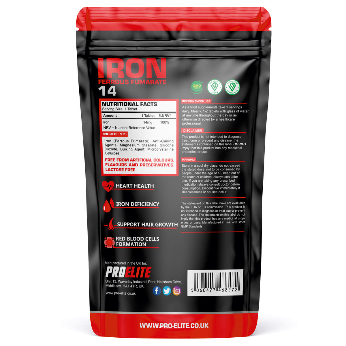Iron 14mg Tablets | Pro-Elite