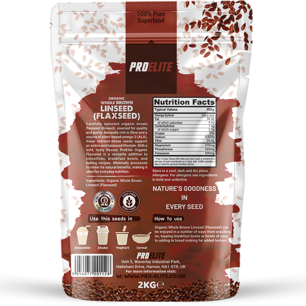 Organic Whole Brown Linseed (Flaxseed) | Pro-Elite