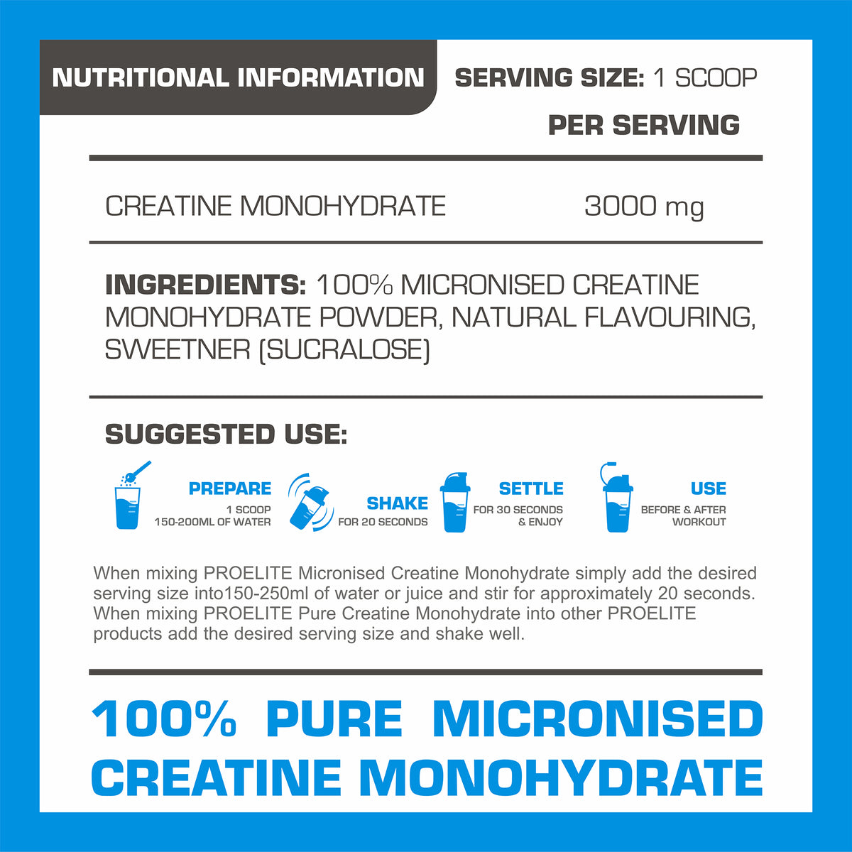 Creatine Monohydrate Pouch 250g | Pro-Elite
