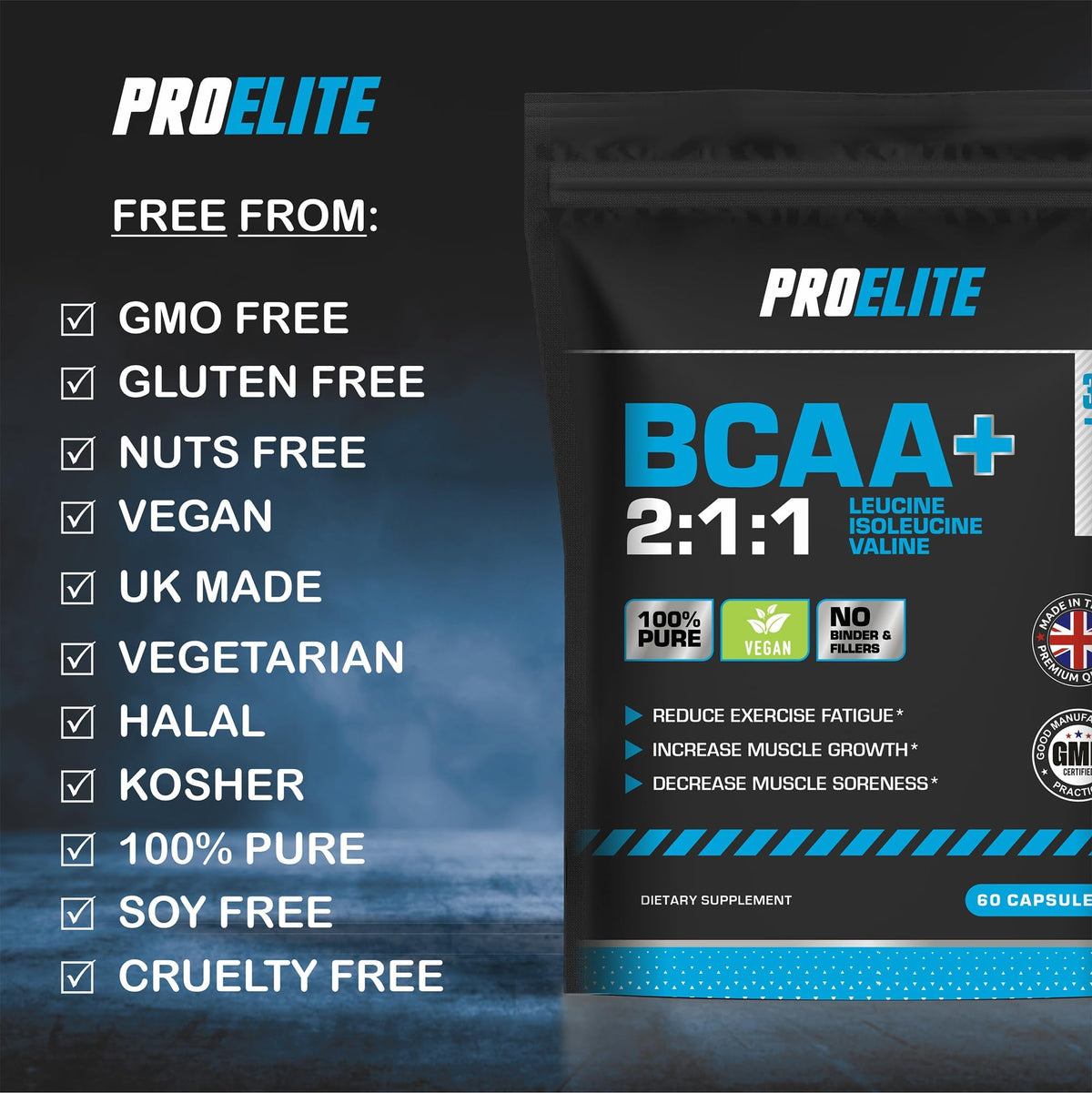 BCAA 2:1:1 Vegan Capsules | Pro-Elite