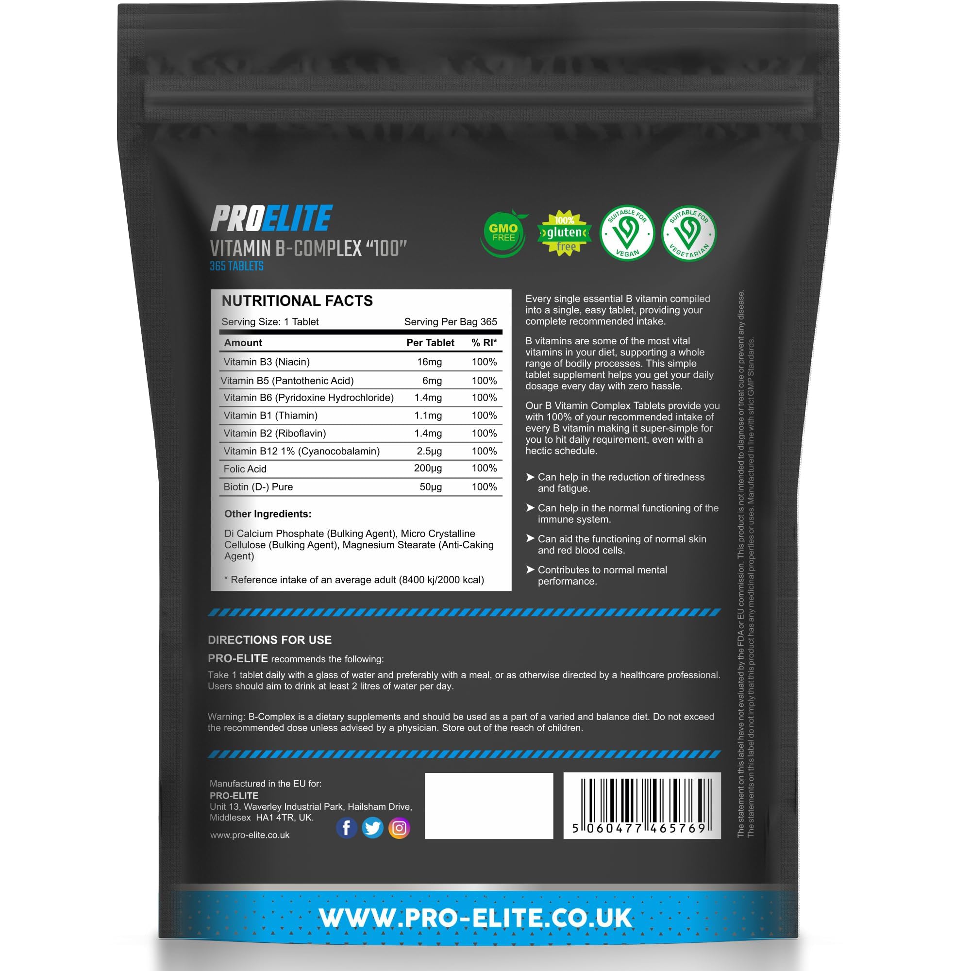 B-Complex Vegan Tablets | Pro-Elite