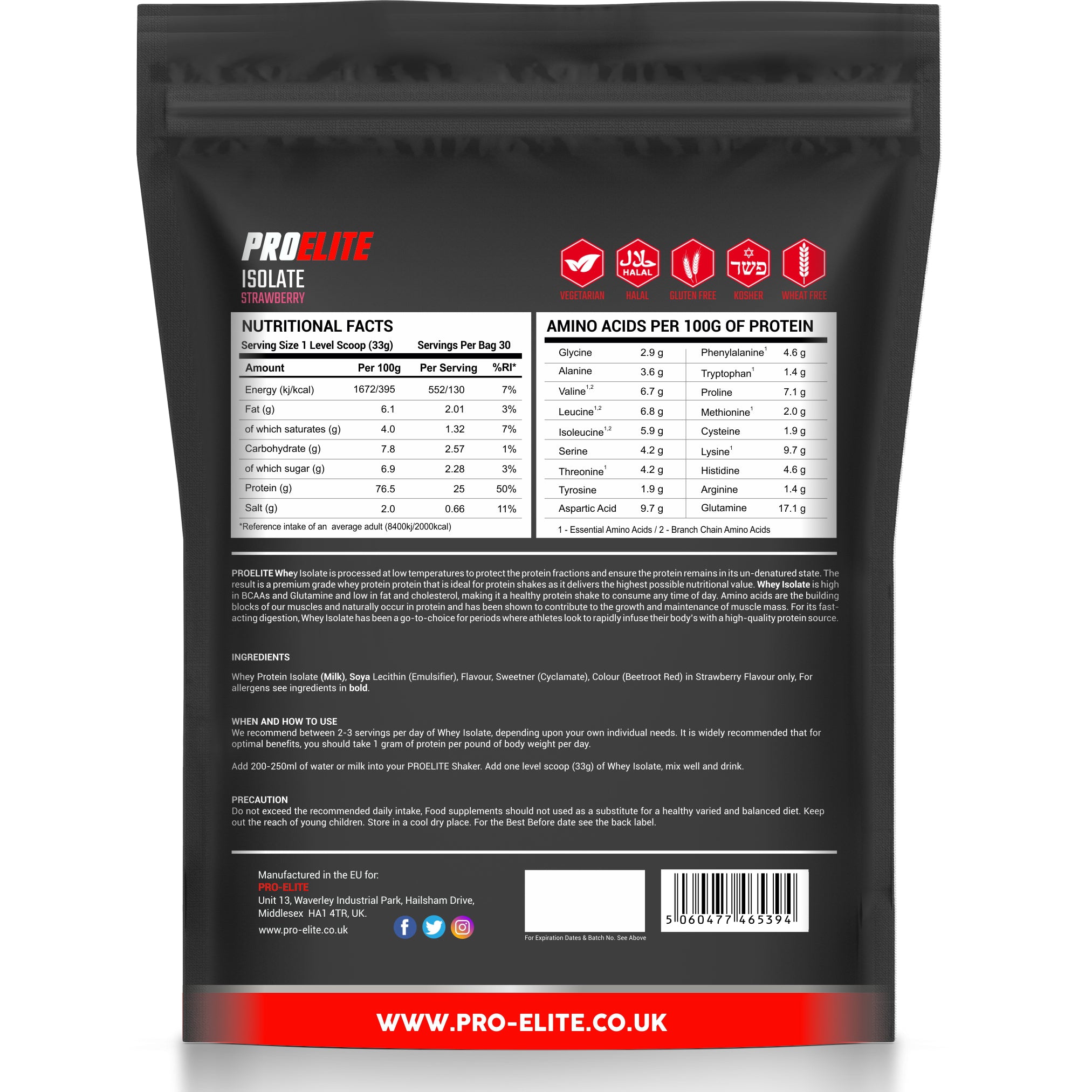 Whey Isolate Protein Powder 1kg, 2.5kg & 5kg | Pro-Elite