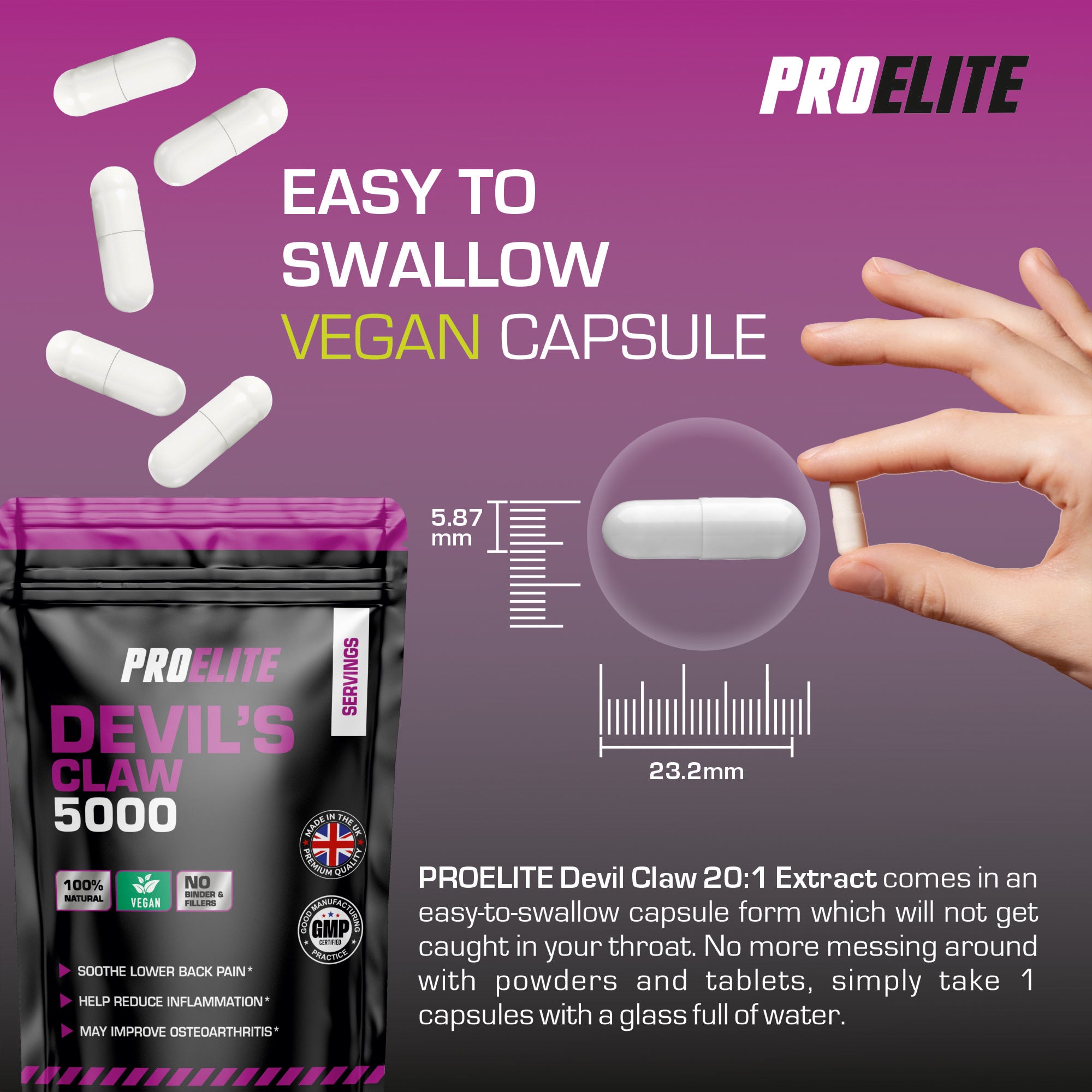 PROELITE Devil's Claw Vegan Capsules