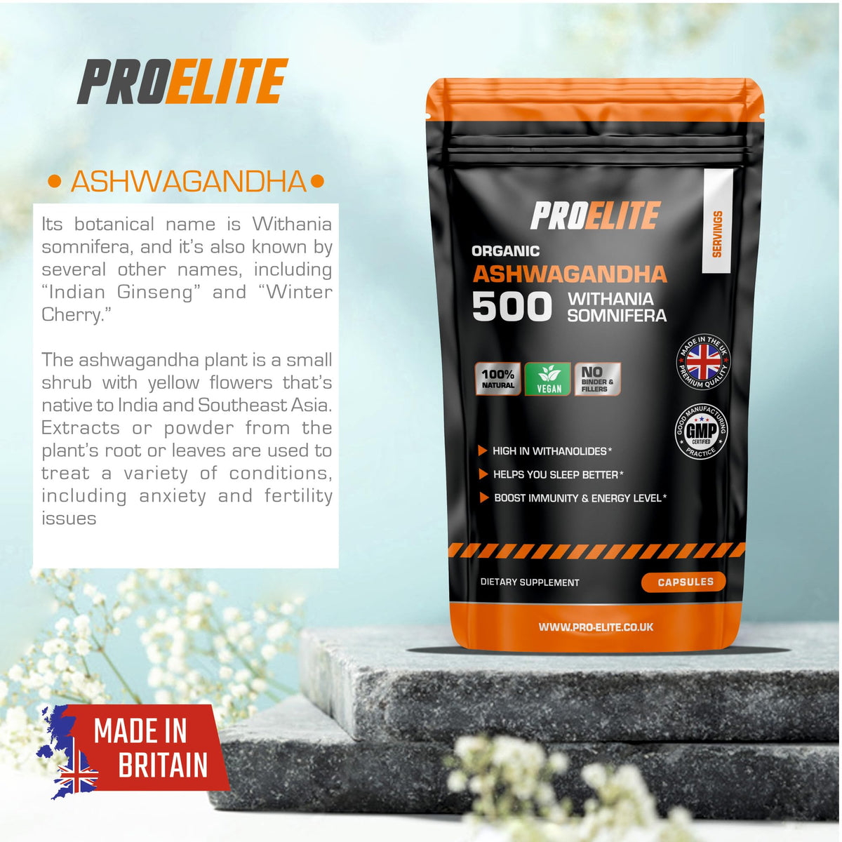 Ashwagandha Vegan Capsules | Pro-Elite