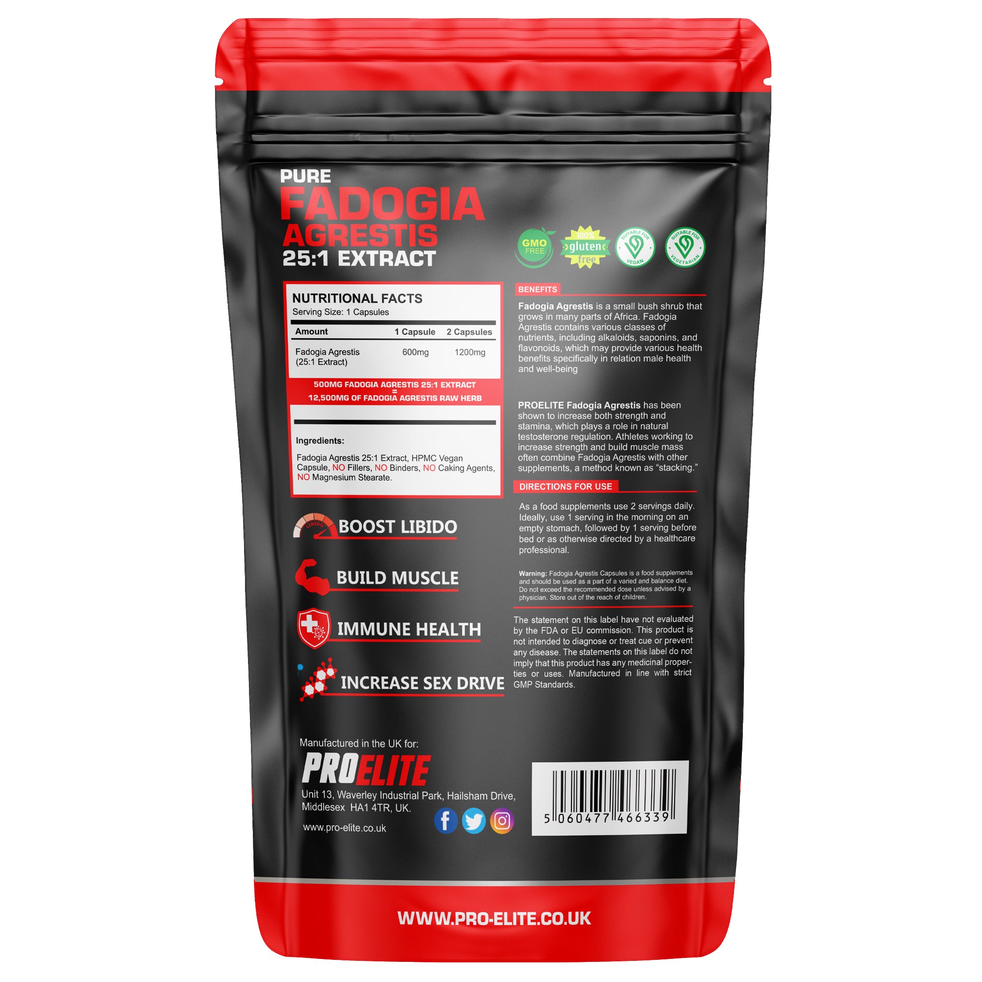 PROELITE Fadogia Agrestis 25:1 Extract Vegan Capsules