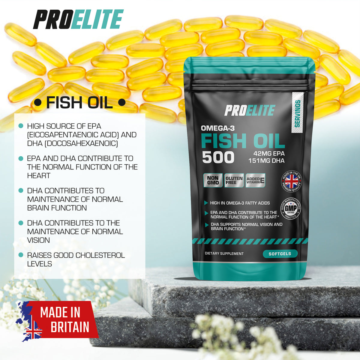 Omega 3 Fish Oil 500mg - Softgels | Pro-Elite