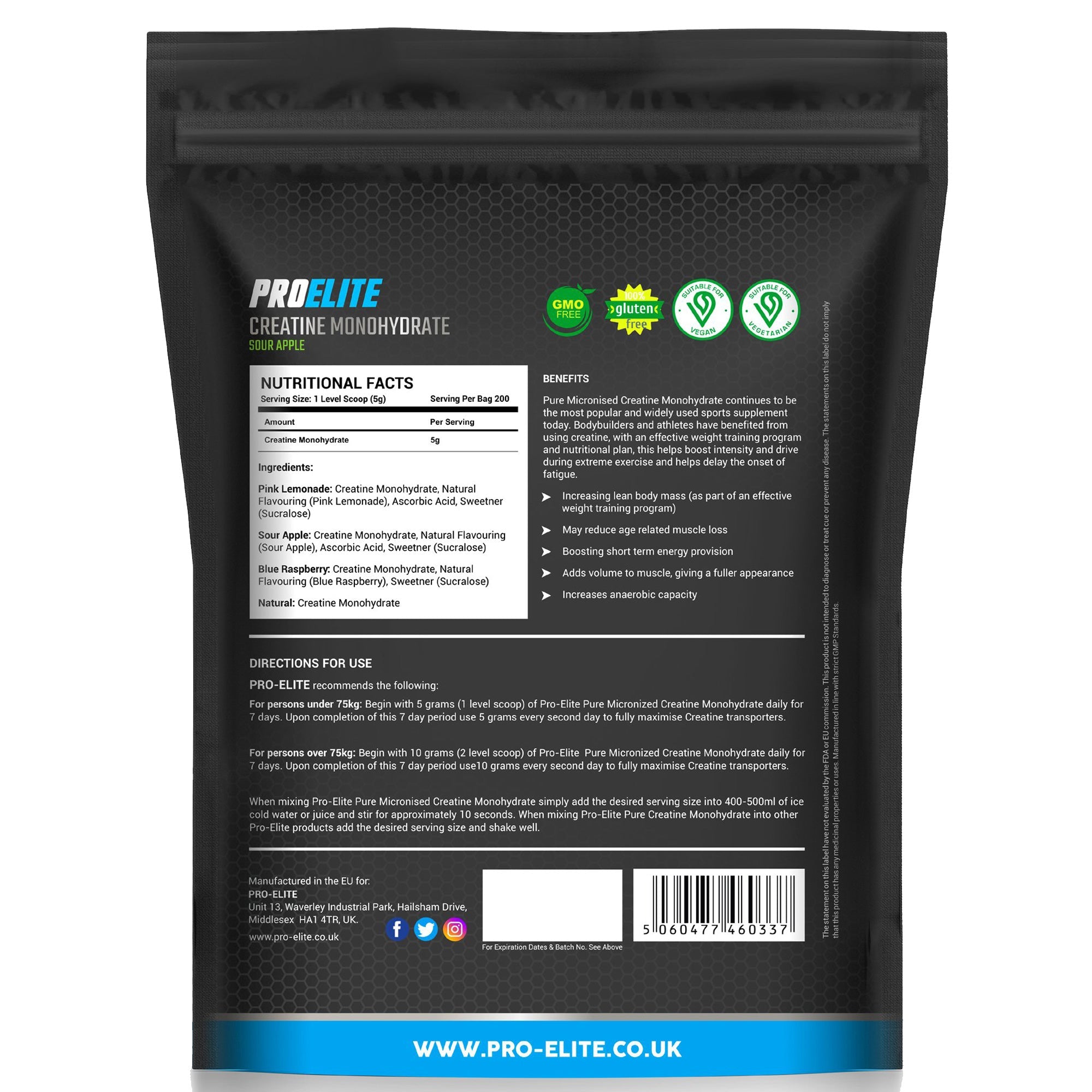 Pure Creatine Monohydrate Powder 1kg | Pro-Elite