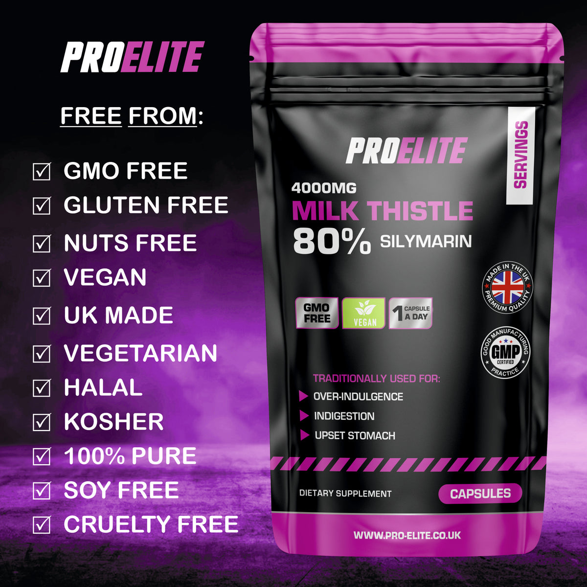 Milk Thistle 40:1 Extract Vegan Capsules | Pro-Elite