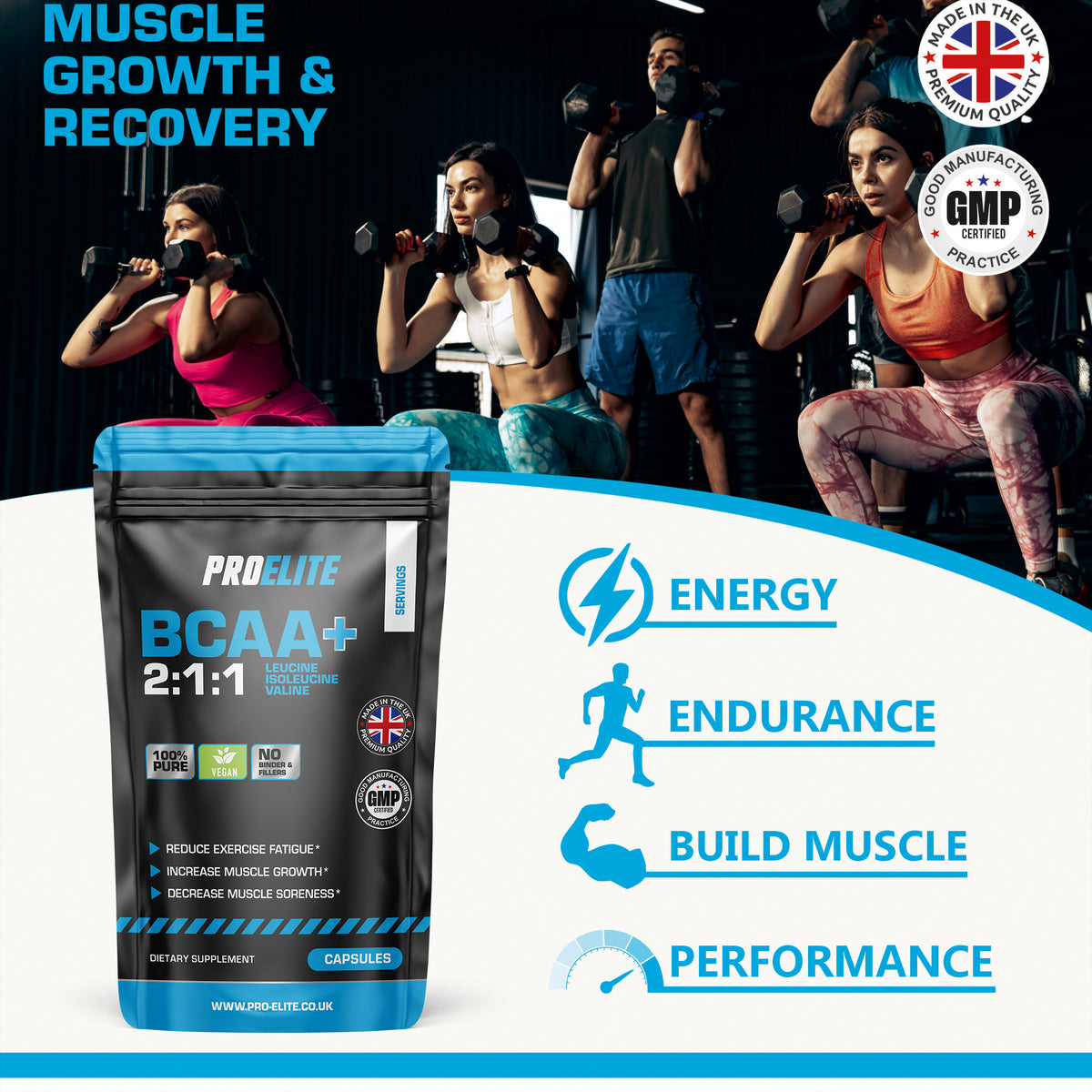 BCAA 2:1:1 Vegan Capsules | Pro-Elite