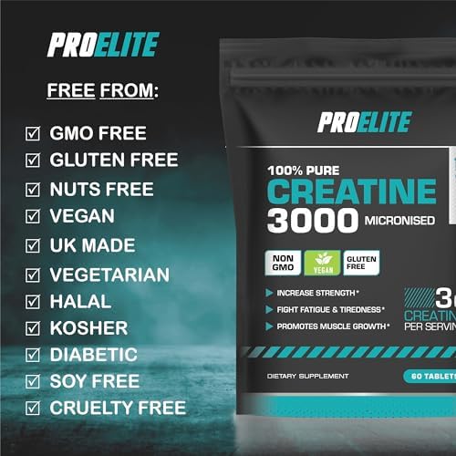 Creatine Monohydrate 500mg Vegan Tablets | Pro-Elite
