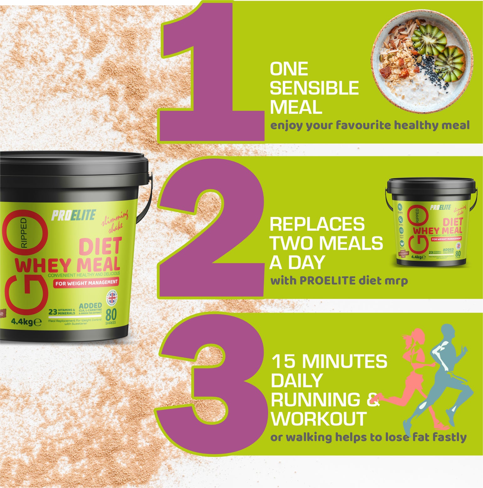 PROELITE Diet Whey Meal 4.4kg Bucket