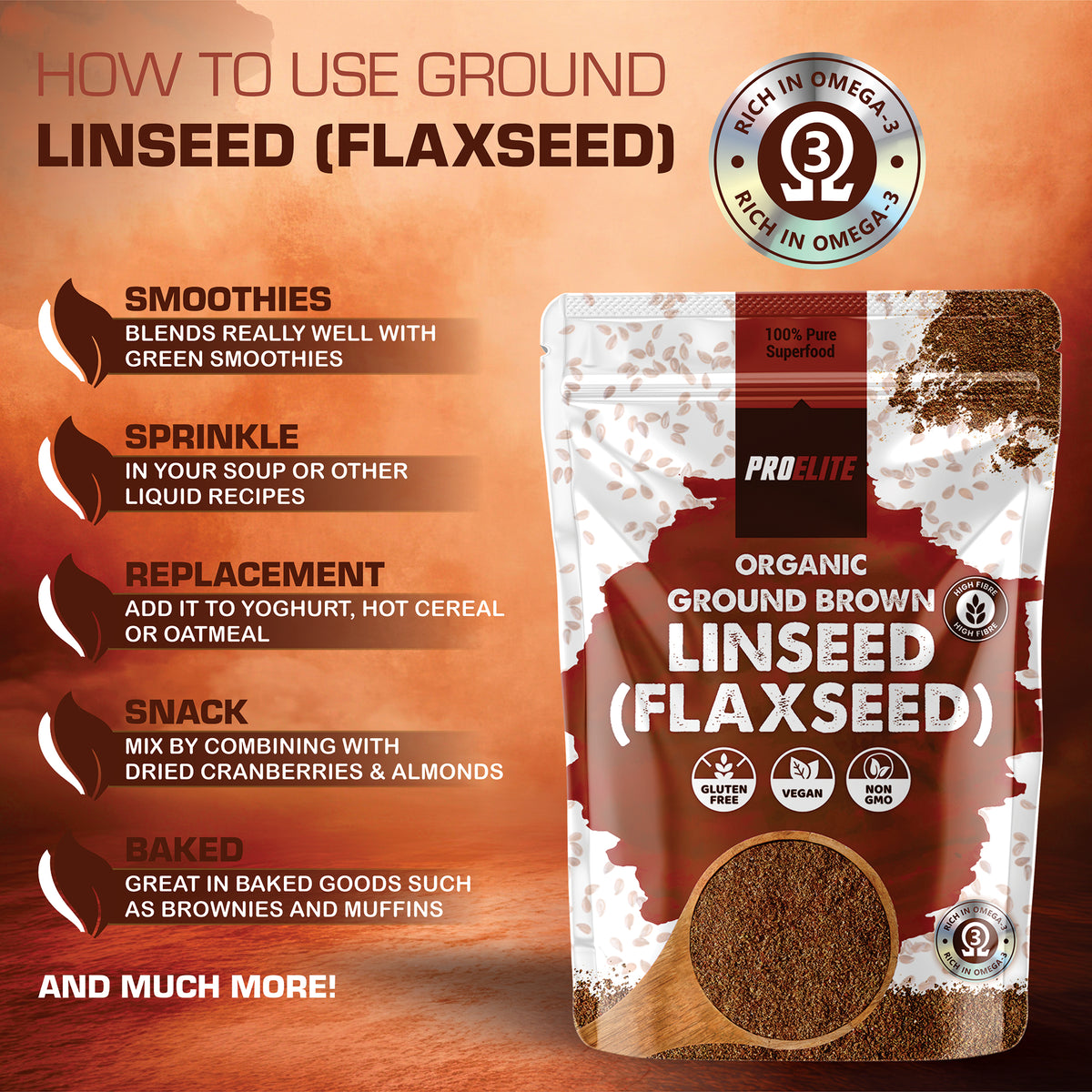PROELITE Organic Ground Brown Linseed (Flaxseed)