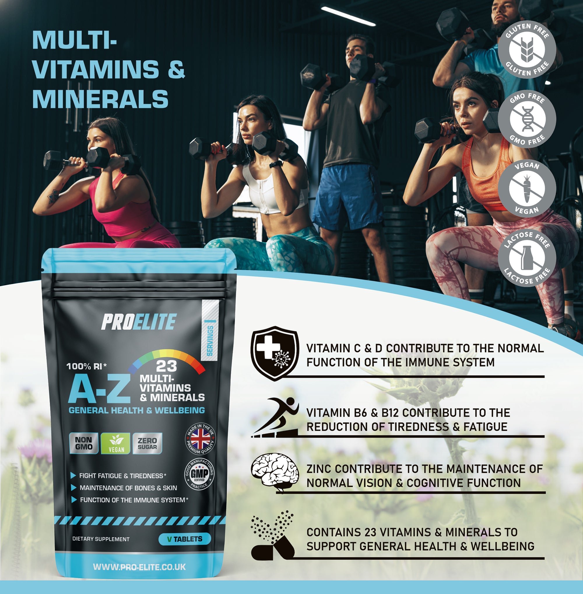 A-Z Multi Vitamins & Minerals Vegan Tablets | Pro-Elite