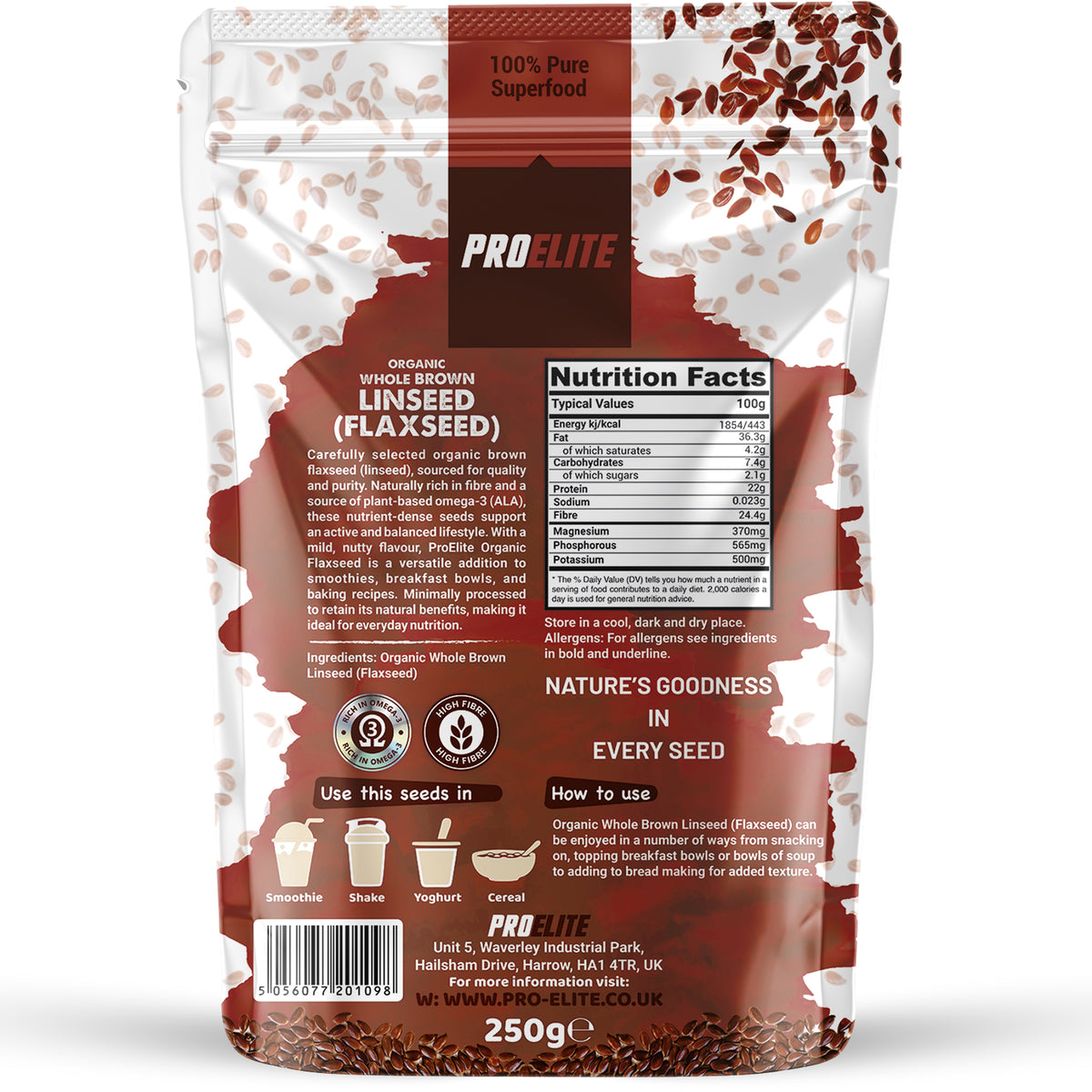 Organic Whole Brown Linseed (Flaxseed) | Pro-Elite