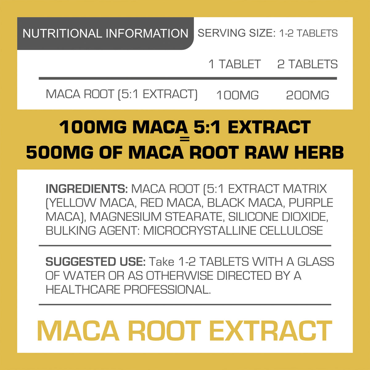 Maca Root 5:1 Extract Vegan Tablets | Pro-Elite