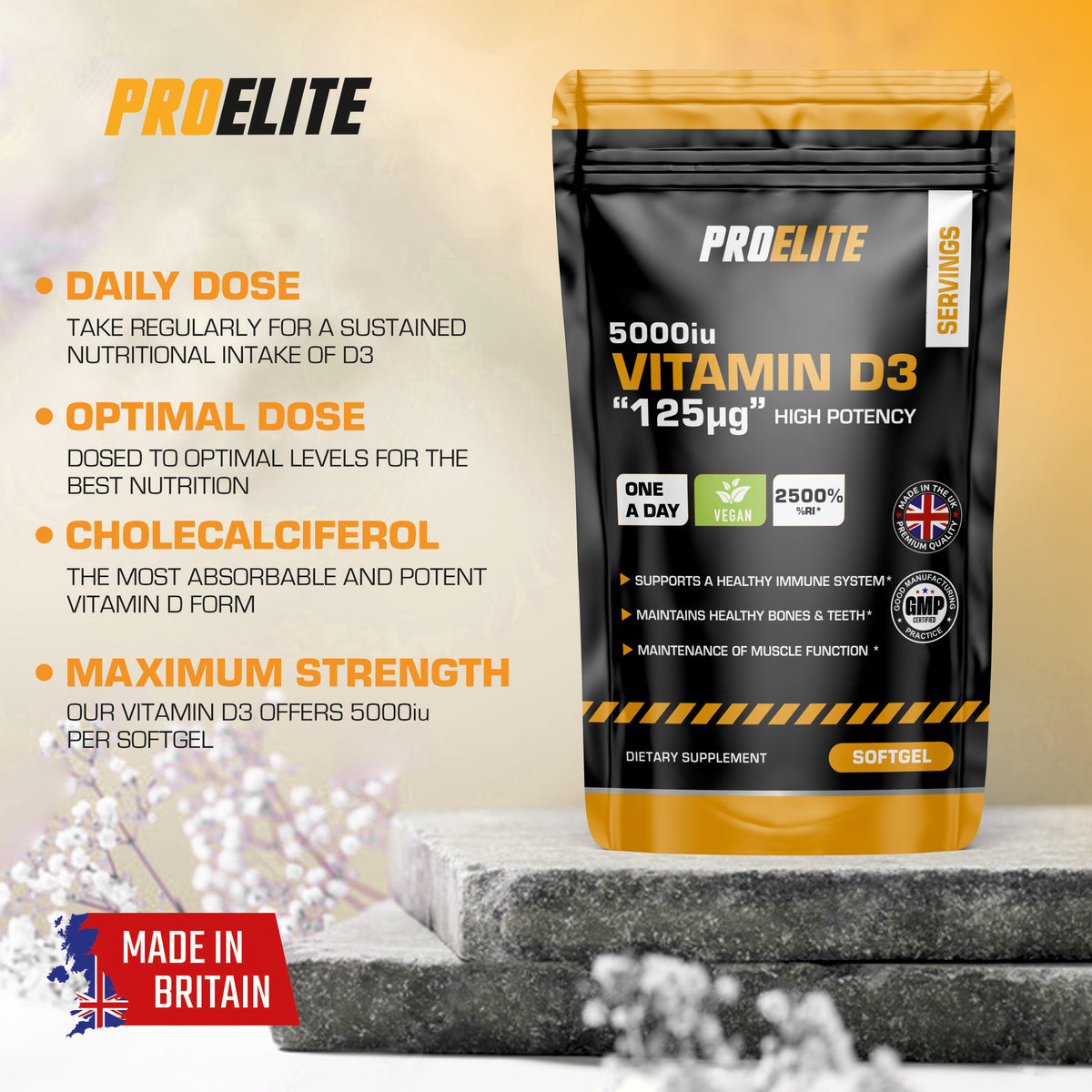 Vitamin D3 5000iu Softgels | Pro-Elite
