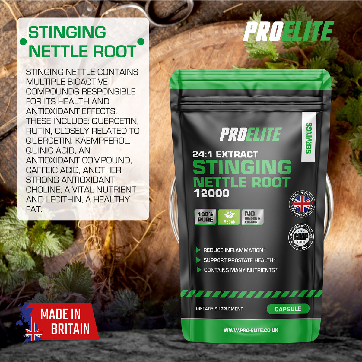 Stinging Nettle Root Vegan Capsules | Pro-Elite