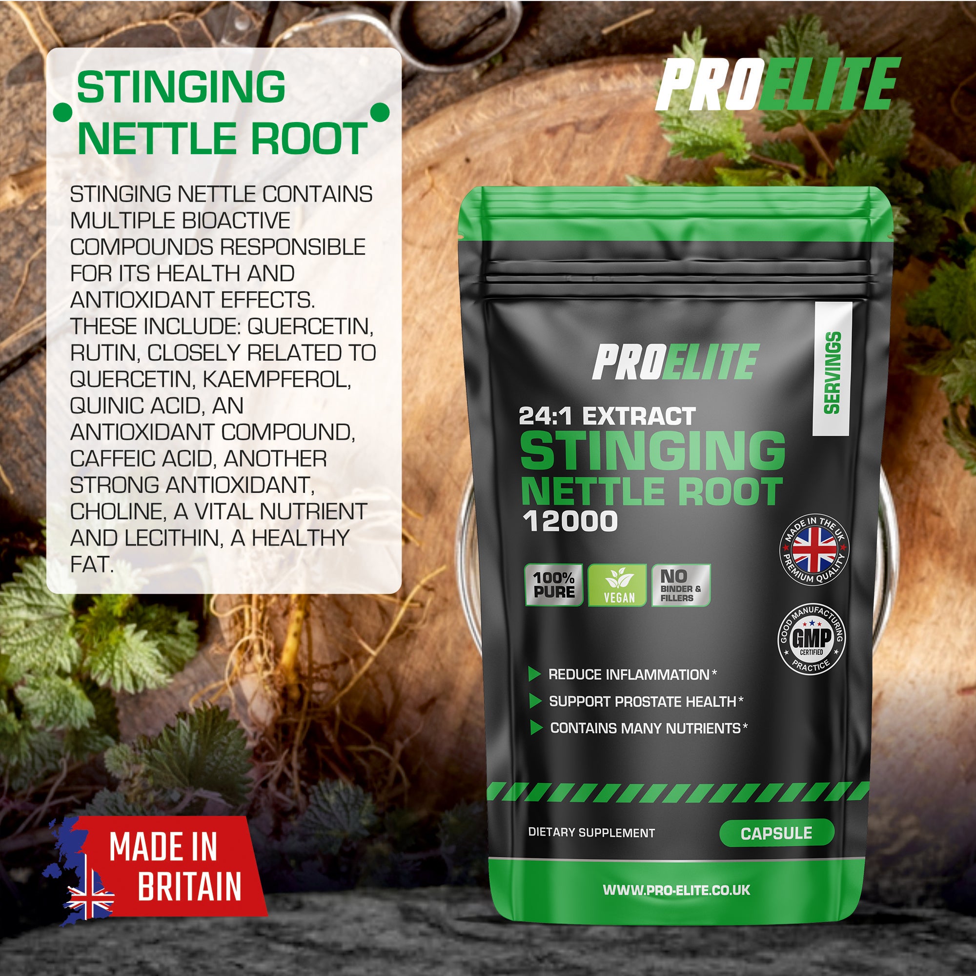 Stinging Nettle Root Vegan Capsules | Pro-Elite
